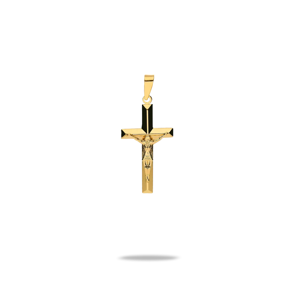 Cruz plana con cristo oro 18 quilates 21mm