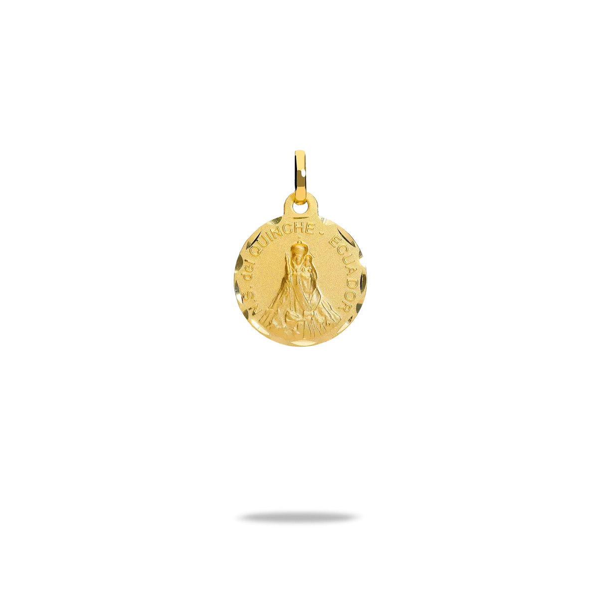 Medalla virgen del quinche oro 18 quilates 16mm