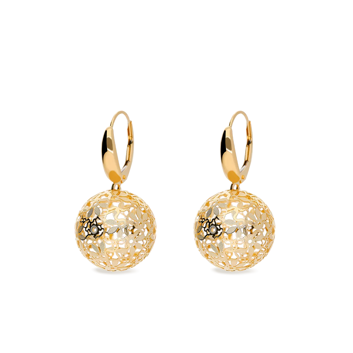 Pendientes bolas filigrana oro 18 quilates