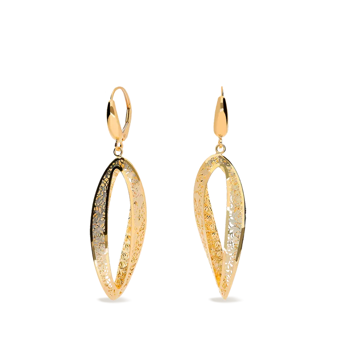 Pendientes ovales filigrana diamantados oro 18 quilates