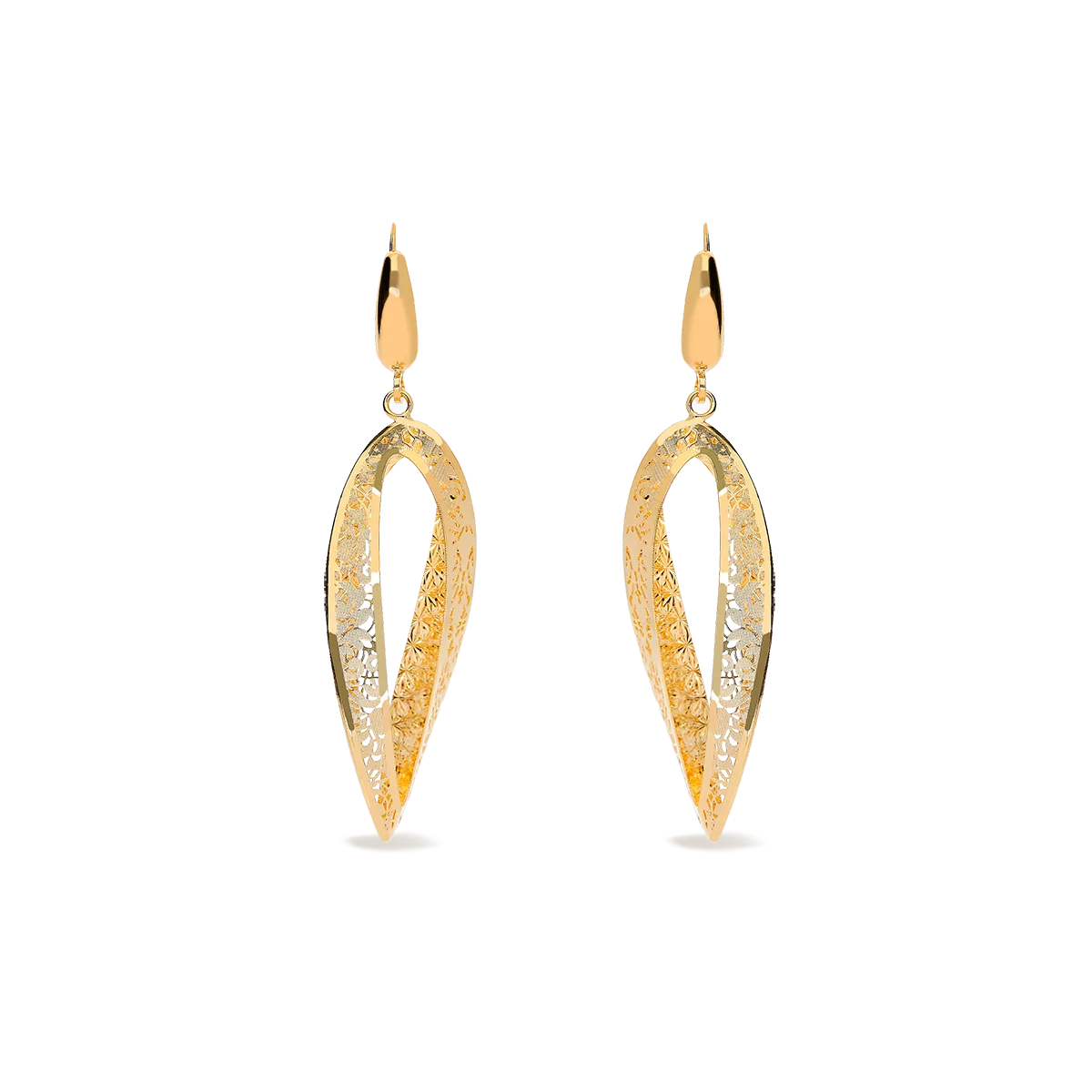 Pendientes ovales filigrana diamantados oro 18 quilates