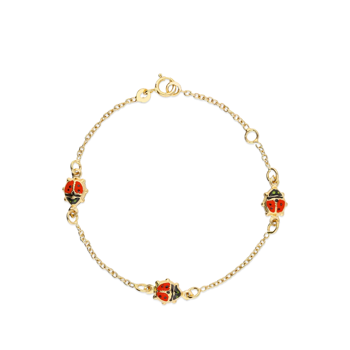 Pulsera bebe mariquitas oro 18 quilates