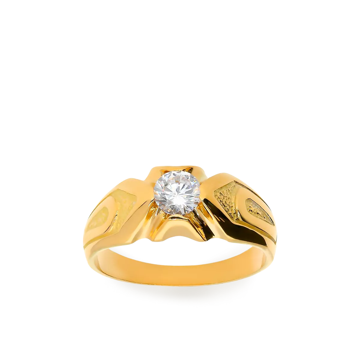 Anillo solitario de oro para hombre con circonita