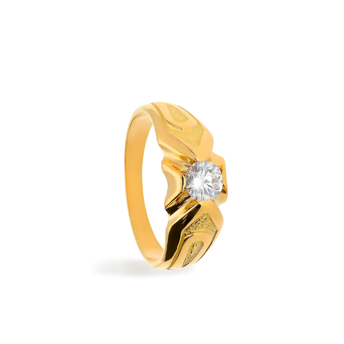 Anillo solitario de oro para hombre con circonita