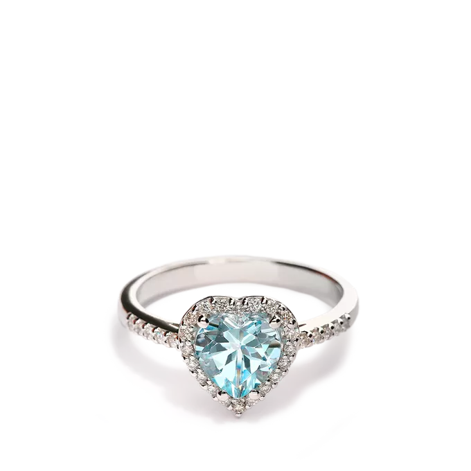 Sortija diamante oro 18 quilates LOVE AQUAMARINE