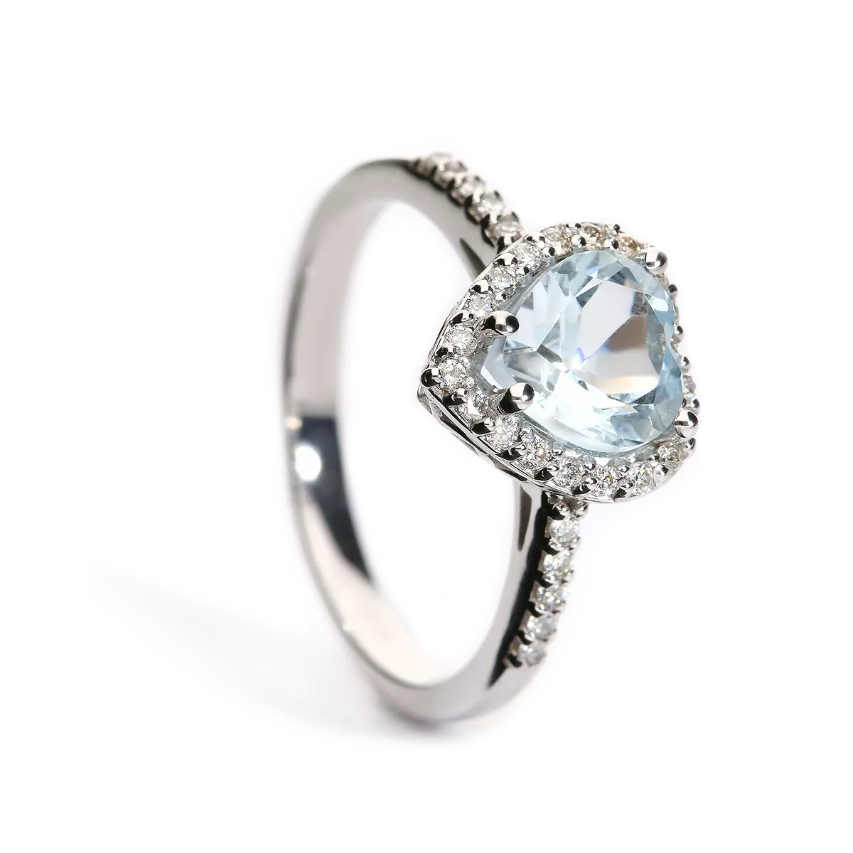 Anillo diamante oro 18 quilates LOVE AQUAMARINE