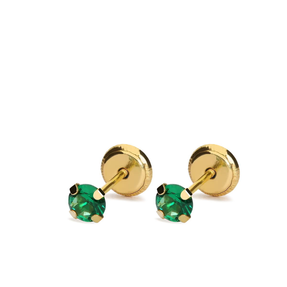 Pendientes para bebe circonita verde oro 18 quilates