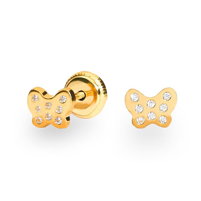 Pendientes oro 18 quilates mariposa niña