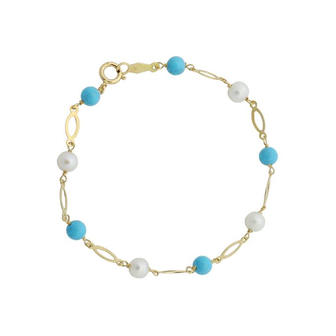 Pulsera oro 18 quilates con perlas niña